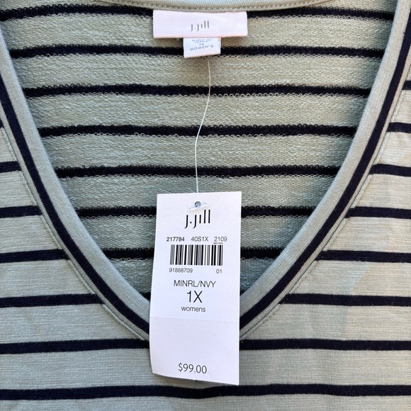 J. Jill Mint Green Striped Tunic Dress with pockets NWT womens size 1X - Picture 8 of 8